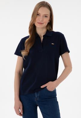 Kadın Lacivert Basic Polo Yaka Tişört - 50305700078