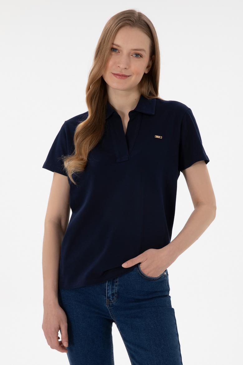 Kadın Lacivert Basic Polo Yaka Tişört