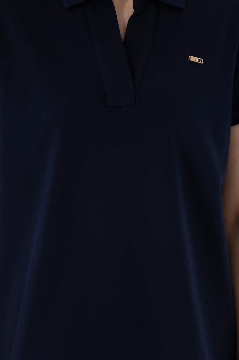 Kadın Lacivert Basic Polo Yaka Tişört