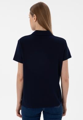 Kadın Lacivert Basic Polo Yaka Tişört - 50305700078