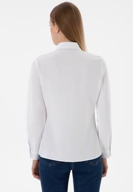 Kadın Beyaz Uzun Kollu Basic Gömlek - 50307726005