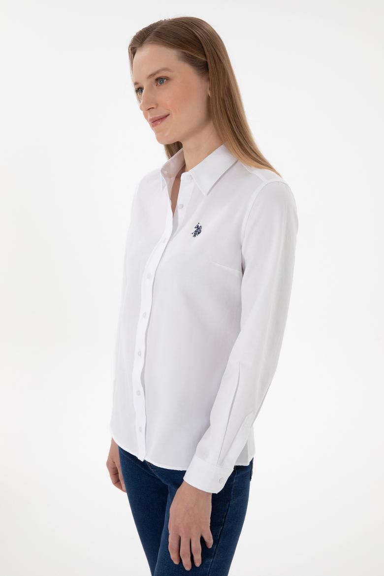 Kadın Beyaz Uzun Kollu Basic Gömlek - 50307726005