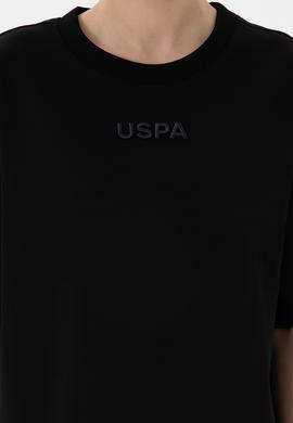 Kadın Siyah Oversize Bisiklet Yaka Tişört - 50294482017