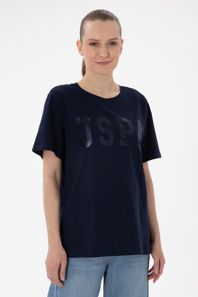 Kadın Lacivert Bisiklet Yaka Basic Tişört
