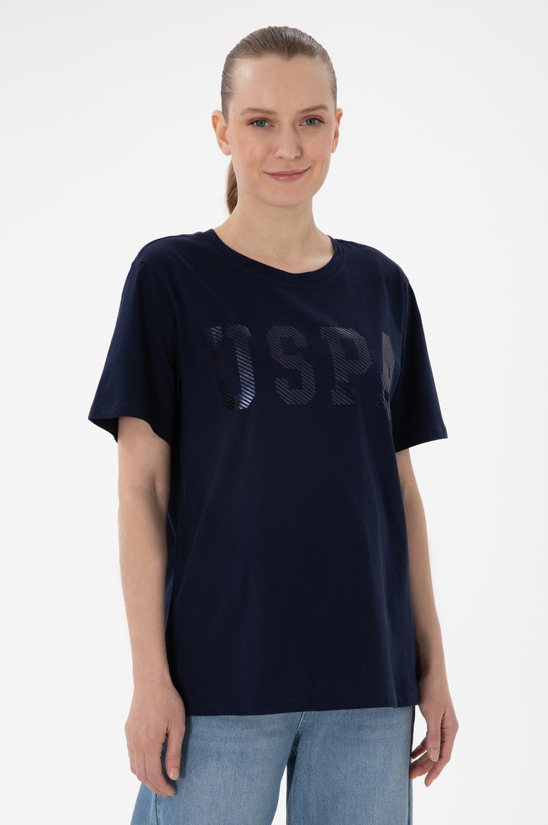 Kadın Lacivert Bisiklet Yaka Basic Tişört