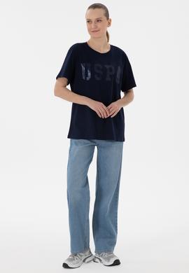 Kadın Lacivert Bisiklet Yaka Basic Tişört - 50300850037