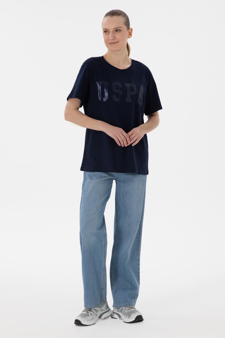 Kadın Lacivert Bisiklet Yaka Basic Tişört - 50300850037
