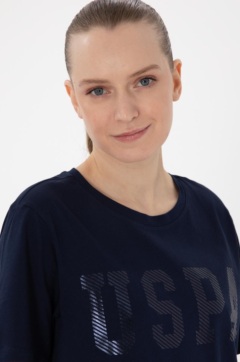 Kadın Lacivert Bisiklet Yaka Basic Tişört