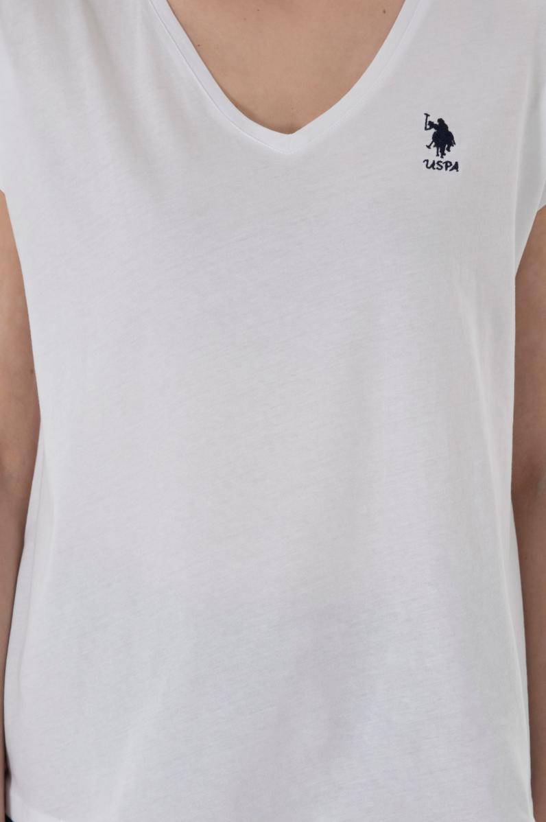 Kadın Beyaz V Yaka Basic Tişört