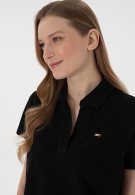 Kadın Siyah Basic Polo Yaka Tişört - 50305700015