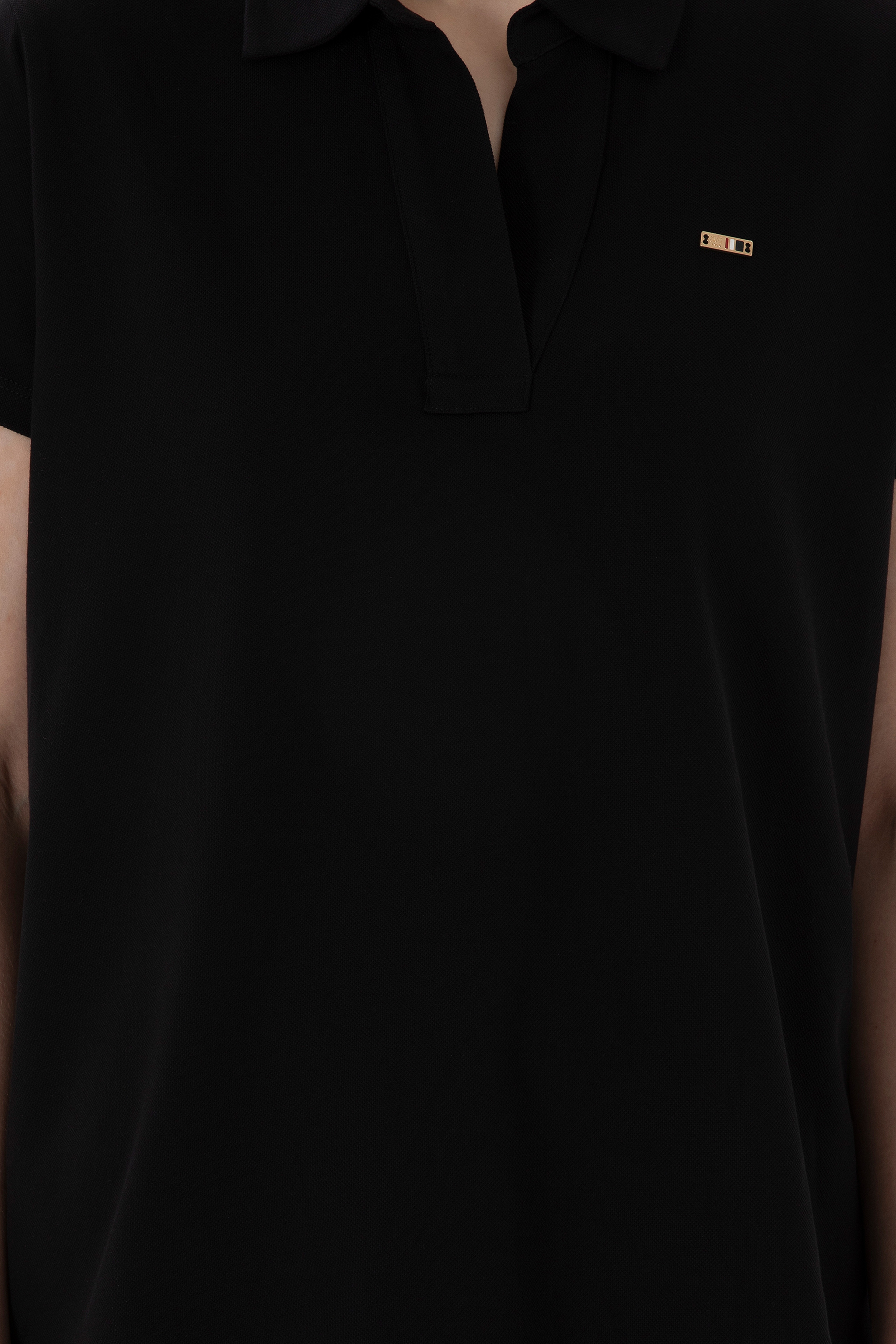 Kadın Siyah Basic Polo Yaka Tişört - Image 7