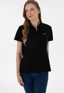 Kadın Siyah Basic Polo Yaka Tişört - 50305700015