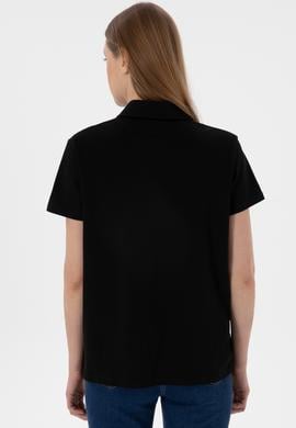 Kadın Siyah Basic Polo Yaka Tişört - 50305700015