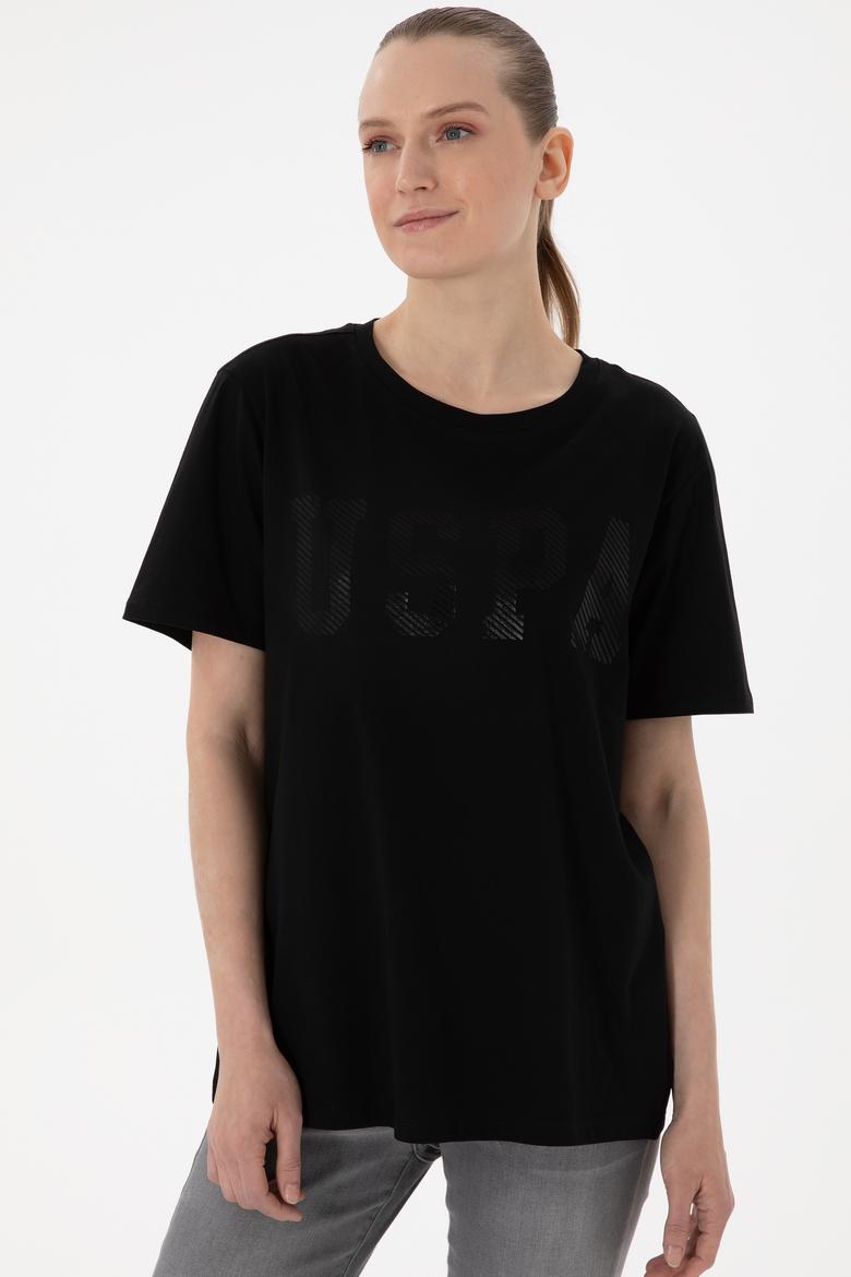 Kadın Siyah Bisiklet Yaka Basic Tişört - 50300850049
