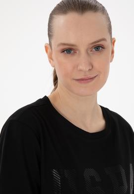 Kadın Siyah Bisiklet Yaka Basic Tişört - 50300850049