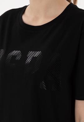 Kadın Siyah Bisiklet Yaka Basic Tişört - 50300850049