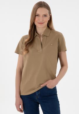 Kadın Haki Basic Polo Yaka Tişört - 50305700027
