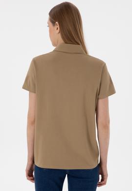 Kadın Haki Basic Polo Yaka Tişört - 50305700027