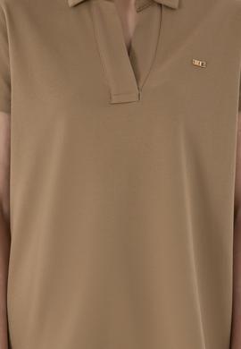 Kadın Haki Basic Polo Yaka Tişört - 50305700027