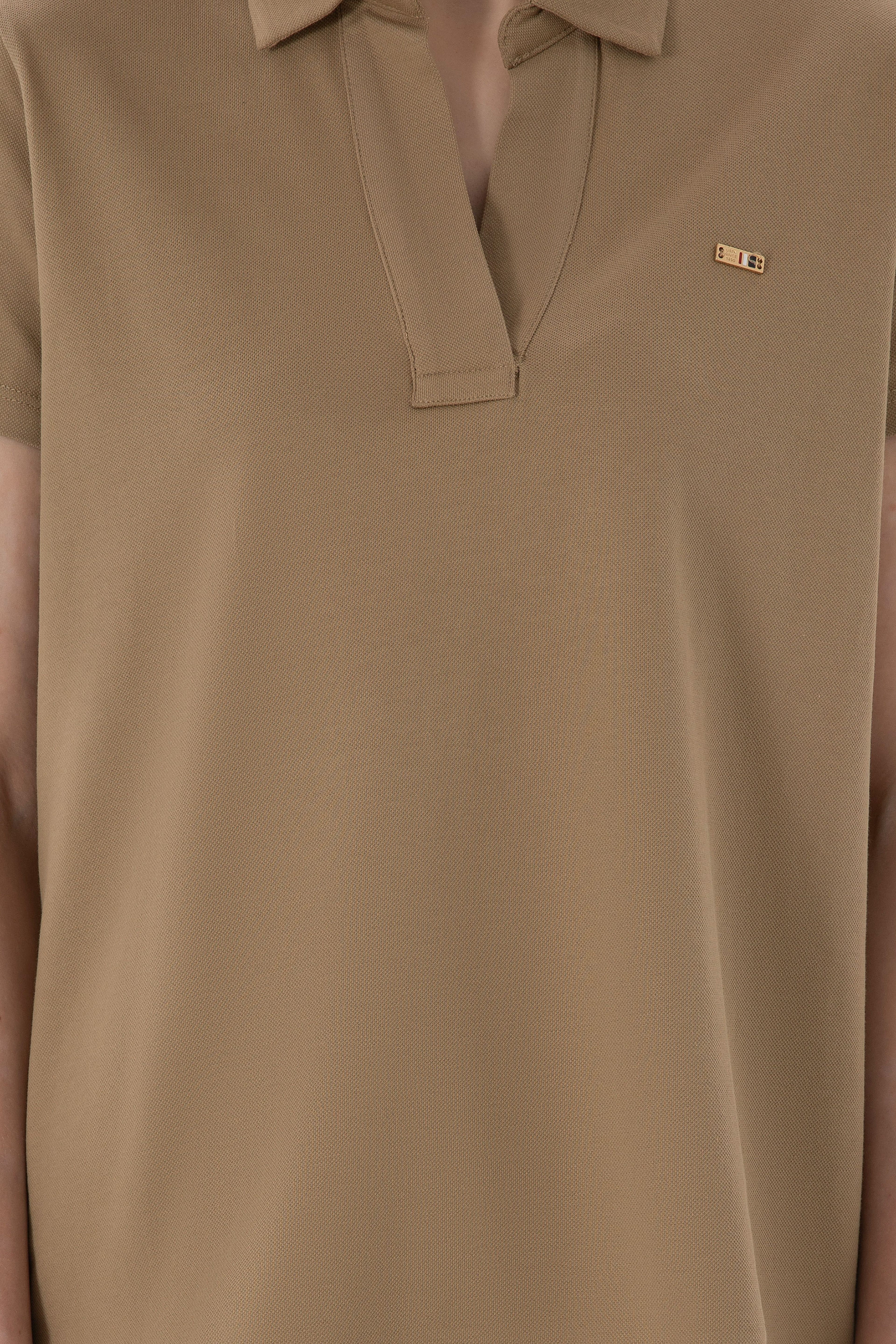 Kadın Haki Basic Polo Yaka Tişört