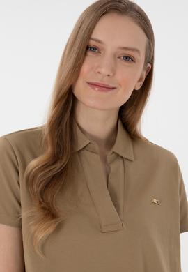 Kadın Haki Basic Polo Yaka Tişört - 50305700027