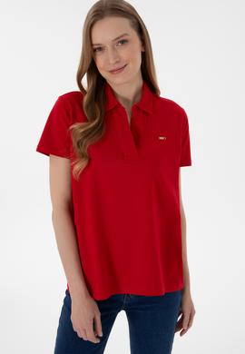 Kadın Kırmızı Basic Polo Yaka Tişört - 50305700017