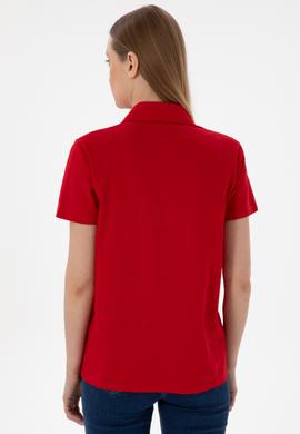 Kadın Kırmızı Basic Polo Yaka Tişört - 50305700017