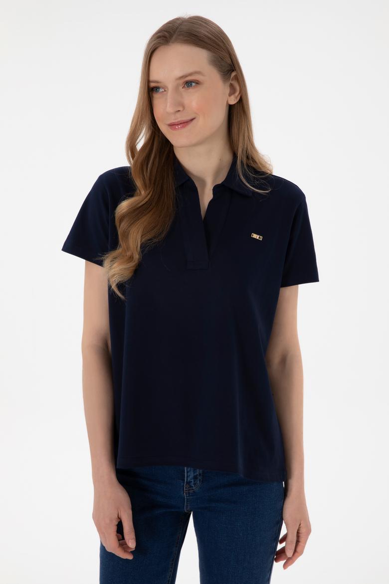 Kadın Lacivert Basic Polo Yaka Tişört - 50305700078