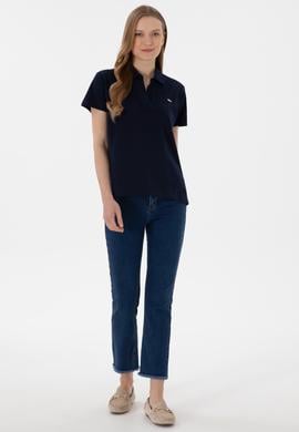 Kadın Lacivert Basic Polo Yaka Tişört - 50305700078