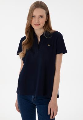 Kadın Lacivert Basic Polo Yaka Tişört - 50305700078
