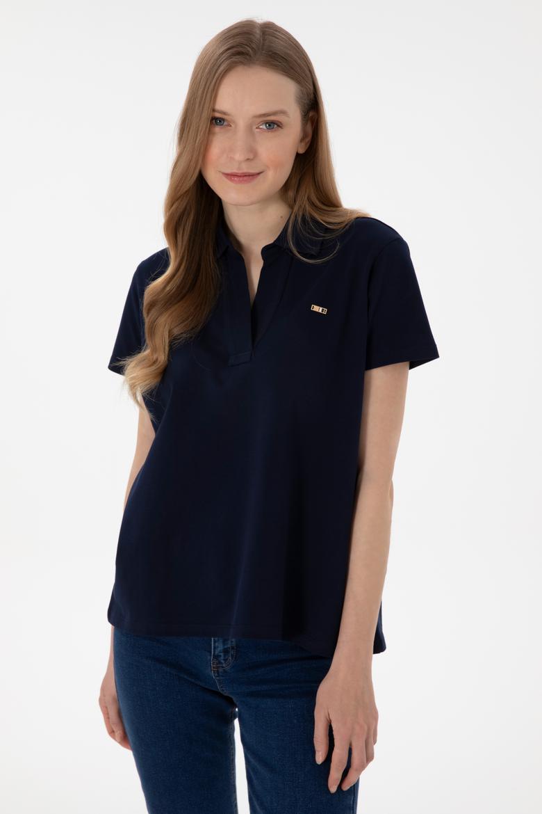 Kadın Lacivert Basic Polo Yaka Tişört - 50305700078