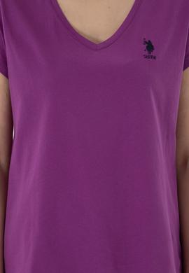 Kadın Mor V Yaka Basic Tişört - 50305825073