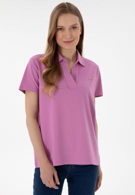Kadın Pembe Basic Polo Yaka Tişört - 50305700086