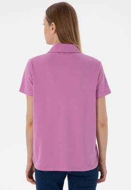 Kadın Pembe Basic Polo Yaka Tişört - 50305700086