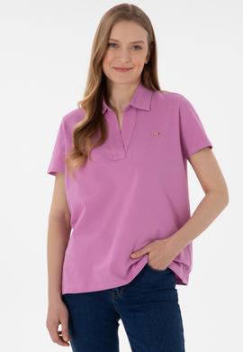 Kadın Pembe Basic Polo Yaka Tişört - 50305700086