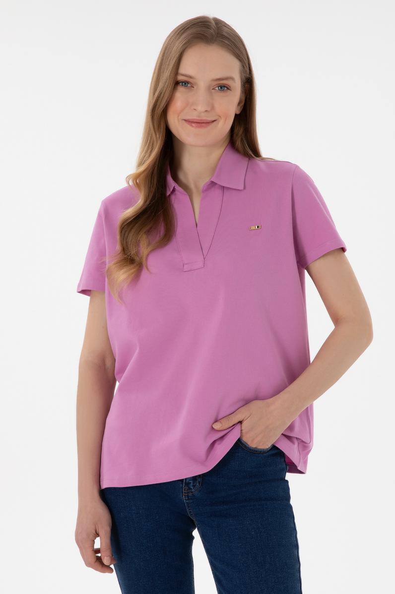 Kadın Pembe Basic Polo Yaka Tişört