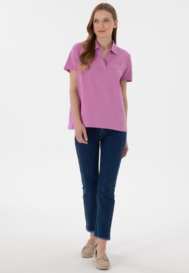 Kadın Pembe Basic Polo Yaka Tişört - 50305700086
