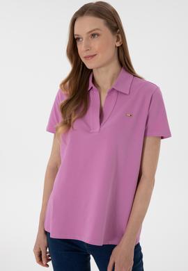 Kadın Pembe Basic Polo Yaka Tişört - 50305700086