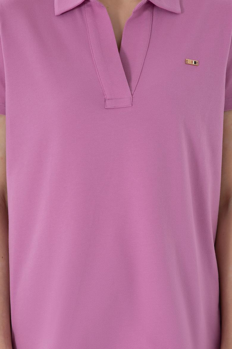 Kadın Pembe Basic Polo Yaka Tişört - 50305700086