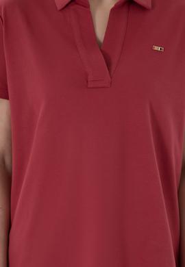 Kadın Vişne Basic Polo Yaka Tişört - 50305700095
