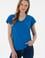 Kadın Kobalt Mavi V Yaka Basic Tişört
