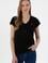 Kadın Siyah V Yaka Basic Tişört