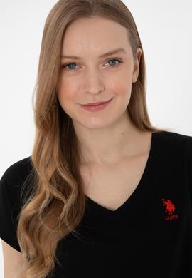 Kadın Siyah V Yaka Basic Tişört - 50305825105