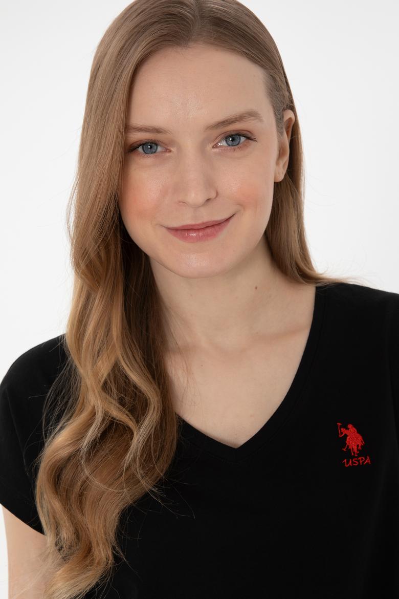 Kadın Siyah V Yaka Basic Tişört - 50305825105