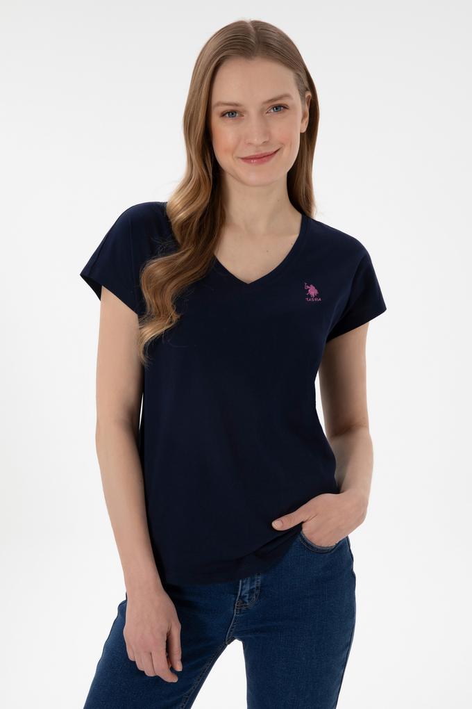Kadın Lacivert V Yaka Basic Tişört