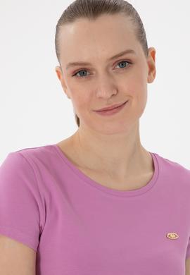 Kadın Fuşya Bisiklet Yaka Tişört - 50297915065