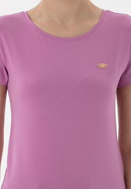 Kadın Fuşya Bisiklet Yaka Tişört - 50297915065