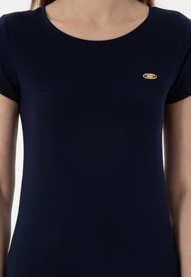 Kadın Lacivert Bisiklet Yaka Tişört - 50297915014