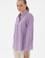 Kadın Lila Keten Karışımlı Uzun Kollu Basic Gömlek