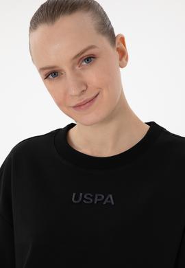 Kadın Siyah Oversize Bisiklet Yaka Tişört - 50294482017